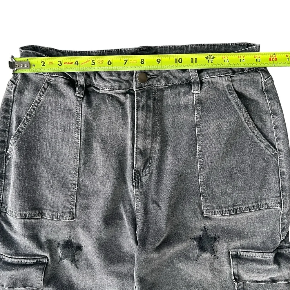 Hot Topic Gray Star Cargo Pants Womens 13 Grunge 90s Y2K Inspired High Rise - Picture 9 of 13